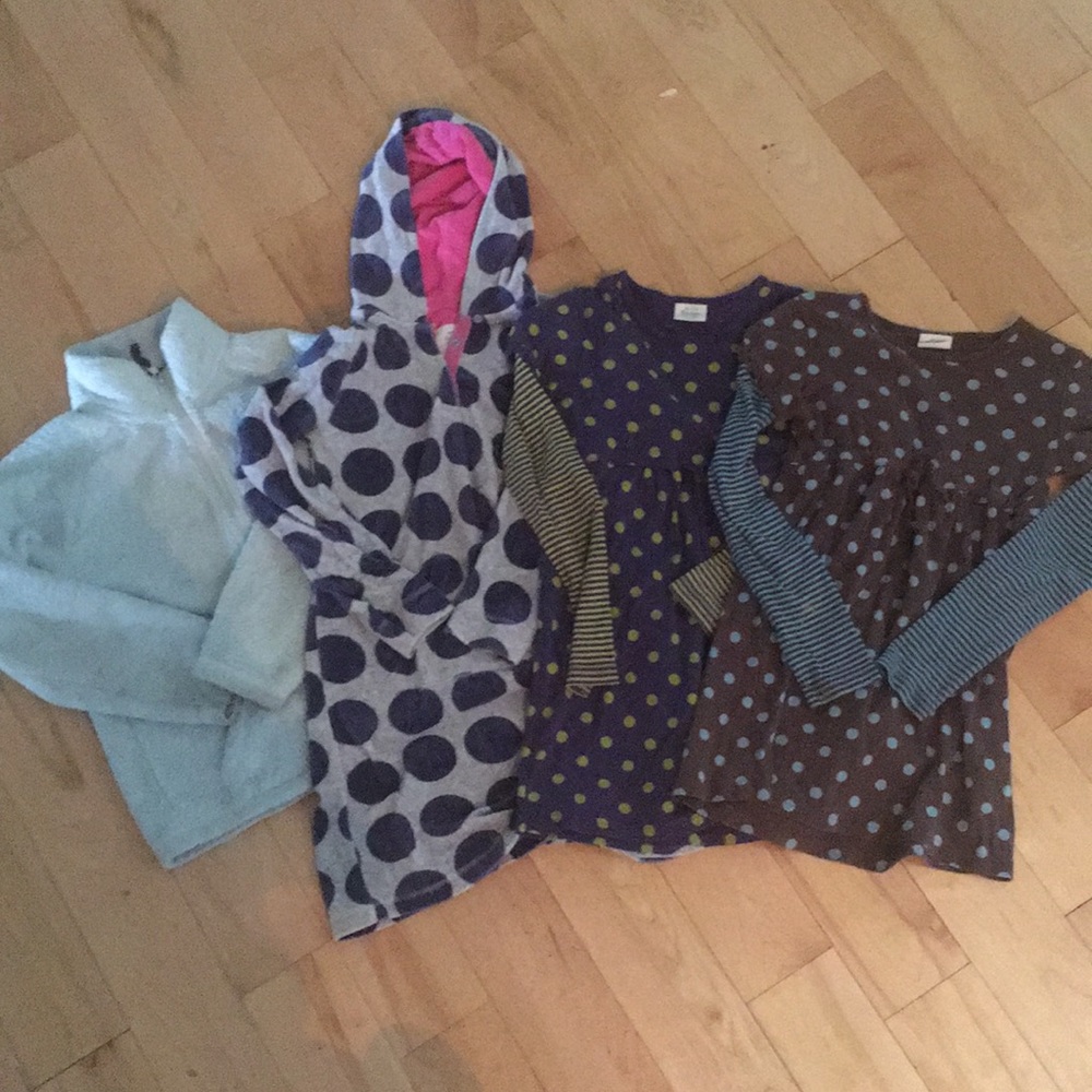 Mini Boden size 11-12 lot. 3 dresses, 1 fleece